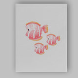 Pink Tropical Angelfish Family Watercolour Illustration Canvas Wall Art Print Decor Picture Ready to Hang