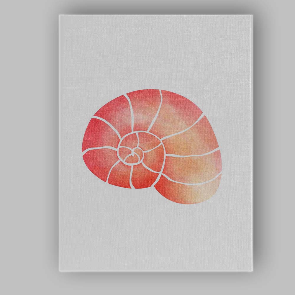Coral Pink Nautilus Shell Watercolour Illustration Canvas Wall Art Print Decor Picture Ready to Hang