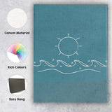 Minimalist Coastal Sun Wave Line Art Illustration Canvas Wall Art Print Decor Picture Ready to Hang