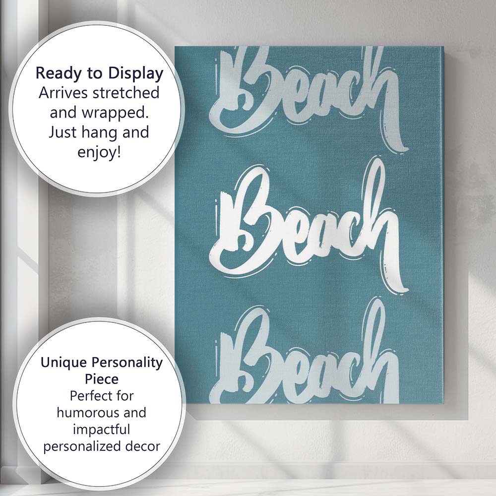 Modern Beach Typography Coastal Quote Design Canvas Wall Art Print Decor Picture Ready to Hang