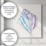 Pastel Blue Purple Watercolour Conch Shell Illustration Canvas Wall Art Print Decor Picture Ready to Hang