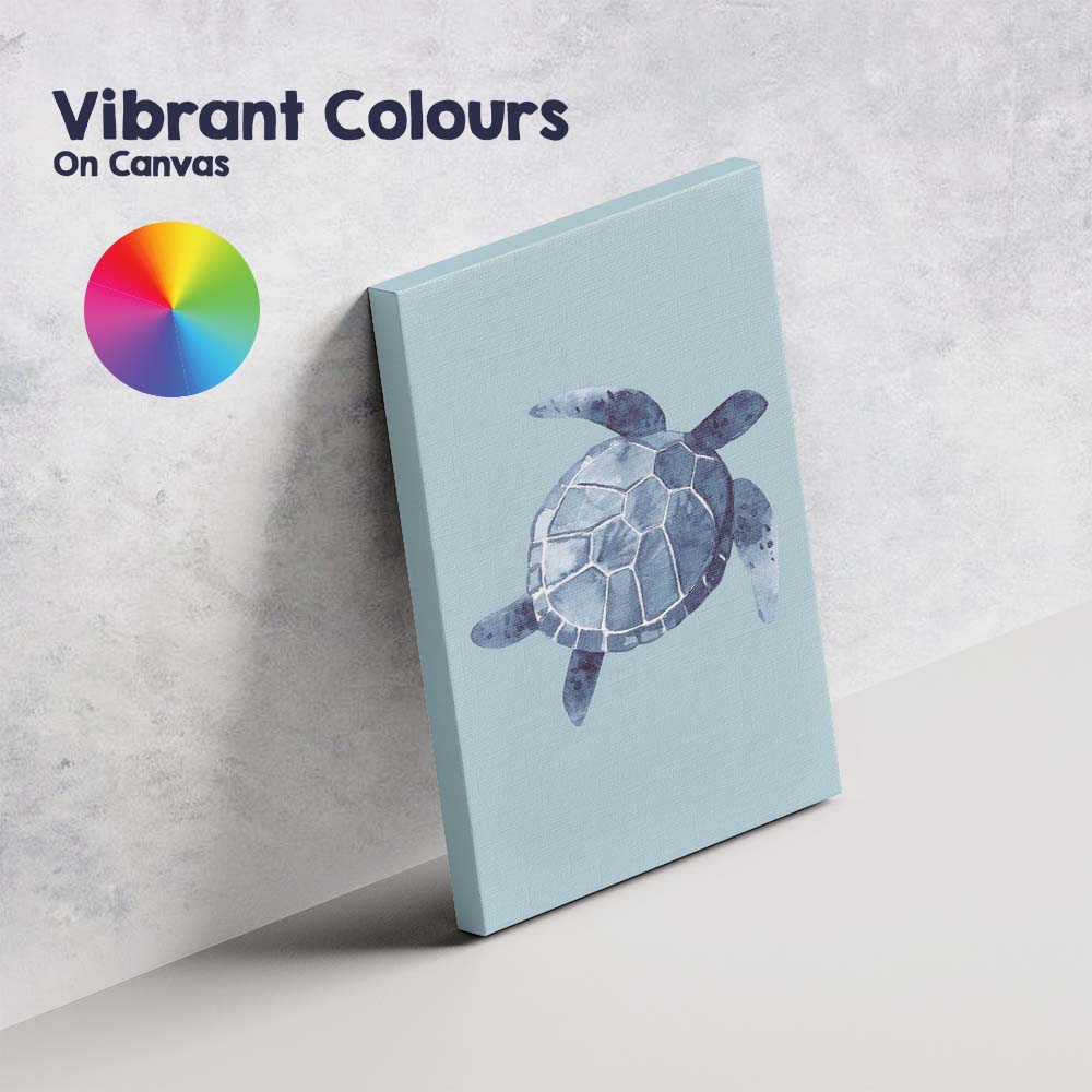 Blue Watercolour Sea Turtle Coastal Marine Illustration Canvas Wall Art Print Decor Picture Ready to Hang