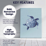 Blue Watercolour Sea Turtle Coastal Marine Illustration Canvas Wall Art Print Decor Picture Ready to Hang