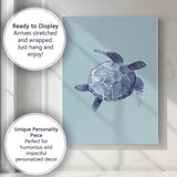 Blue Watercolour Sea Turtle Coastal Marine Illustration Canvas Wall Art Print Decor Picture Ready to Hang