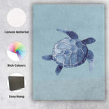 Blue Watercolour Sea Turtle Coastal Marine Illustration Canvas Wall Art Print Decor Picture Ready to Hang