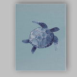 Blue Watercolour Sea Turtle Coastal Marine Illustration Canvas Wall Art Print Decor Picture Ready to Hang