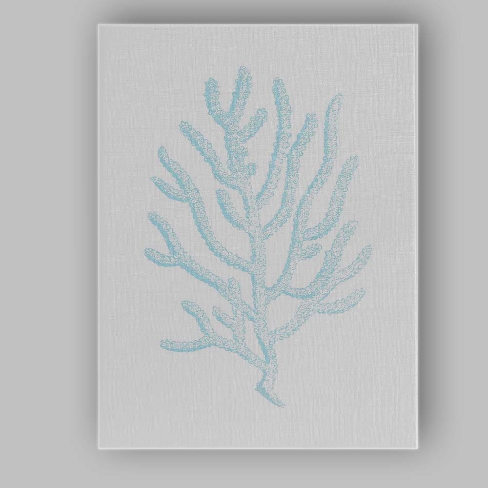 Light Blue Coral Branch Coastal Illustration Canvas Wall Art Print Decor Picture Ready to Hang