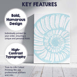 Light Blue Nautilus Fossil Coastal Silhouette Canvas Wall Art Print Decor Picture Ready to Hang