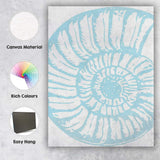 Light Blue Nautilus Fossil Coastal Silhouette Canvas Wall Art Print Decor Picture Ready to Hang