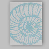 Light Blue Nautilus Fossil Coastal Silhouette Canvas Wall Art Print Decor Picture Ready to Hang