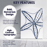 Navy Blue Starfish Coastal Line Art Illustration Canvas Wall Art Print Decor Picture Ready to Hang