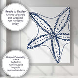 Navy Blue Starfish Coastal Line Art Illustration Canvas Wall Art Print Decor Picture Ready to Hang