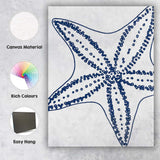 Navy Blue Starfish Coastal Line Art Illustration Canvas Wall Art Print Decor Picture Ready to Hang