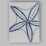 Navy Blue Starfish Coastal Line Art Illustration Canvas Wall Art Print Decor Picture Ready to Hang