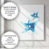 Blue Watercolour Starfish Coastal Beach Illustration Canvas Wall Art Print Decor Picture Ready to Hang