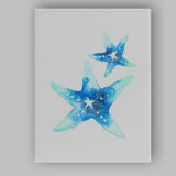 Blue Watercolour Starfish Coastal Beach Illustration Canvas Wall Art Print Decor Picture Ready to Hang