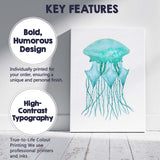Turquoise Watercolour Jellyfish Coastal Marine Illustration Canvas Wall Art Print Decor Picture Ready to Hang