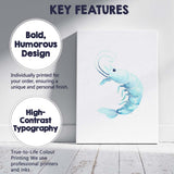 Light Blue Watercolour Prawn Coastal Seafood Illustration Canvas Wall Art Print Decor Picture Ready to Hang