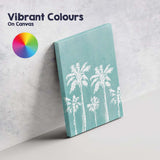 Turquoise Tropical Palm Trees Coastal Silhouette Canvas Wall Art Print Decor Picture Ready to Hang