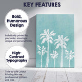 Turquoise Tropical Palm Trees Coastal Silhouette Canvas Wall Art Print Decor Picture Ready to Hang