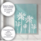 Turquoise Tropical Palm Trees Coastal Silhouette Canvas Wall Art Print Decor Picture Ready to Hang