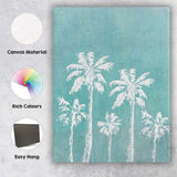Turquoise Tropical Palm Trees Coastal Silhouette Canvas Wall Art Print Decor Picture Ready to Hang