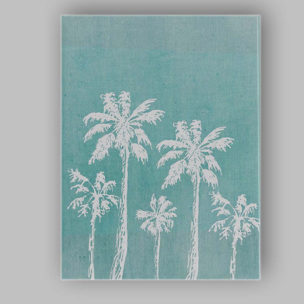 Turquoise Tropical Palm Trees Coastal Silhouette Canvas Wall Art Print Decor Picture Ready to Hang