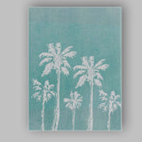 Turquoise Tropical Palm Trees Coastal Silhouette Canvas Wall Art Print Decor Picture Ready to Hang