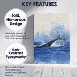 Blue Whale Tail Ocean Watercolour Wildlife Canvas Wall Art Print Decor Picture Ready to Hang