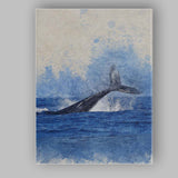 Blue Whale Tail Ocean Watercolour Wildlife Canvas Wall Art Print Decor Picture Ready to Hang