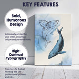 Blue Watercolour Humpback Whale Duo Coastal Illustration Canvas Wall Art Print Decor Picture Ready to Hang
