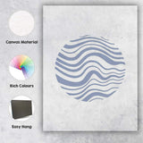 Minimalist Blue Abstract Ocean Wave Circle Canvas Wall Art Print Decor Picture Ready to Hang