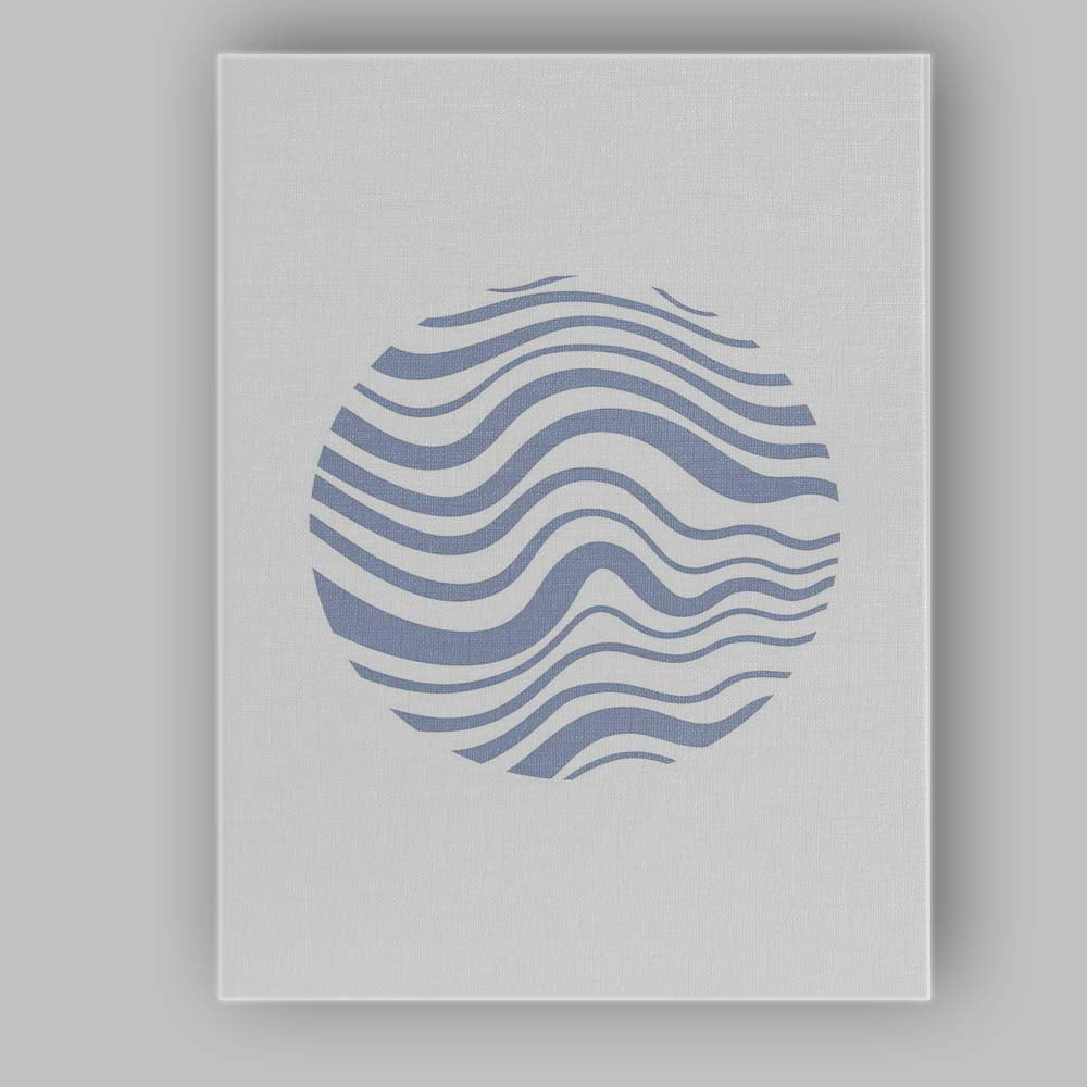 Minimalist Blue Abstract Ocean Wave Circle Canvas Wall Art Print Decor Picture Ready to Hang
