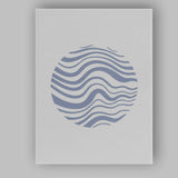 Minimalist Blue Abstract Ocean Wave Circle Canvas Wall Art Print Decor Picture Ready to Hang