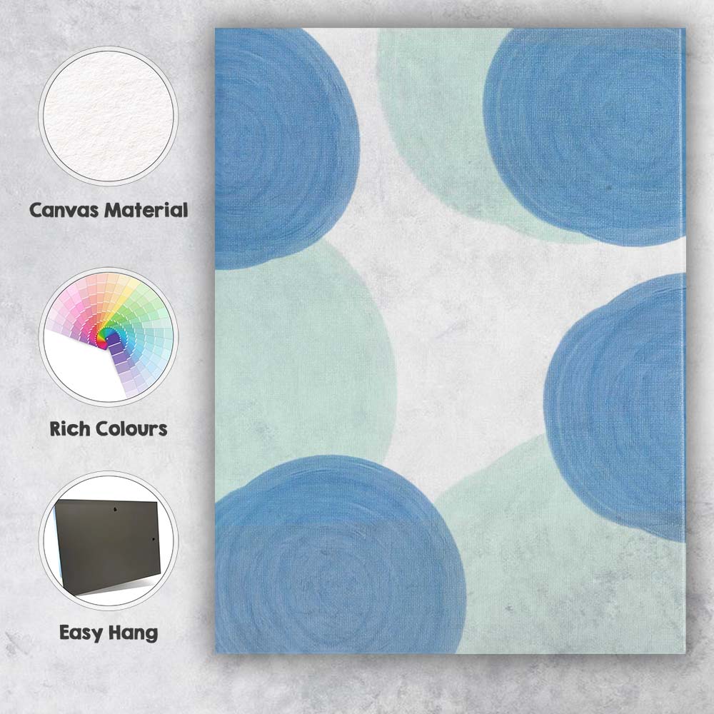 Modern Blue Aqua Abstract Painted Circle Pattern Canvas Wall Art Print Decor Picture Ready to Hang