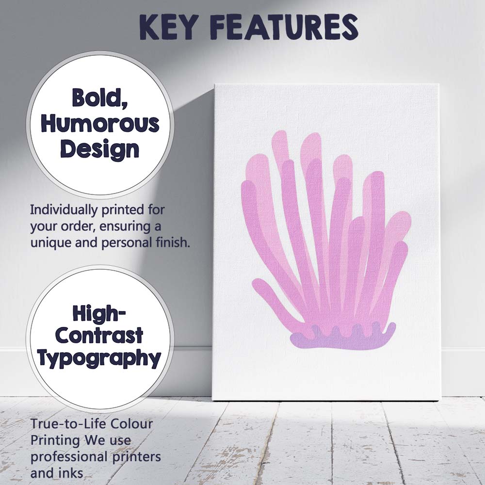 Pastel Pink Minimalist Sea Anemone Illustration Canvas Wall Art Print Decor Picture Ready to Hang