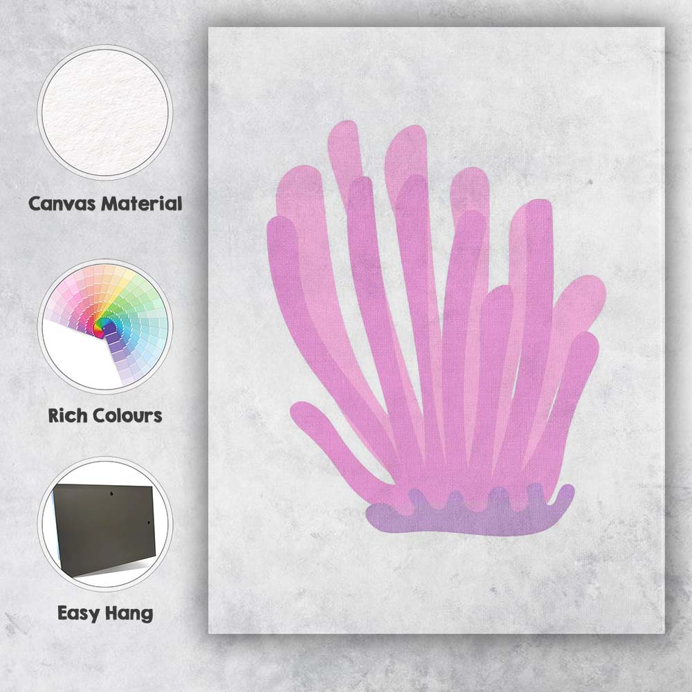 Pastel Pink Minimalist Sea Anemone Illustration Canvas Wall Art Print Decor Picture Ready to Hang
