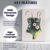 Tropical Botanical Floral Swimsuit Watercolour Illustration Canvas Wall Art Print Decor Picture Ready to Hang