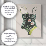 Tropical Botanical Floral Swimsuit Watercolour Illustration Canvas Wall Art Print Decor Picture Ready to Hang