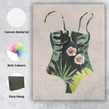 Tropical Botanical Floral Swimsuit Watercolour Illustration Canvas Wall Art Print Decor Picture Ready to Hang