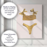 Golden Bikini Swimwear Watercolour Fashion Illustration Canvas Wall Art Print Decor Picture Ready to Hang
