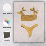 Golden Bikini Swimwear Watercolour Fashion Illustration Canvas Wall Art Print Decor Picture Ready to Hang