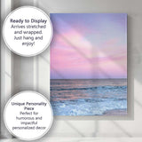 Pastel Pink Blue Ocean Sunset Seascape Photography Canvas Wall Art Print Decor Picture Ready to Hang
