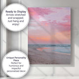 Dreamy Pink Coastal Sunset Ocean Shore Photography Canvas Wall Art Print Decor Picture Ready to Hang