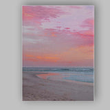 Dreamy Pink Coastal Sunset Ocean Shore Photography Canvas Wall Art Print Decor Picture Ready to Hang