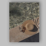 Luxury Poolside Straw Hat Summer Lifestyle Photography Canvas Wall Art Print Decor Picture Ready to Hang