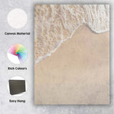 Minimal Sandy Beach Wave Shoreline Coastal Photography Canvas Wall Art Print Decor Picture Ready to Hang