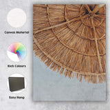 Natural Woven Beach Parasol Boho Coastal Photography Canvas Wall Art Print Decor Picture Ready to Hang