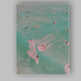 Aerial Turquoise Ocean Surfers Summer Coastal Photography Canvas Wall Art Print Decor Picture Ready to Hang