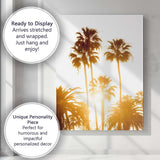Golden Sunset Palm Trees Tropical Paradise Photography Canvas Wall Art Print Decor Picture Ready to Hang